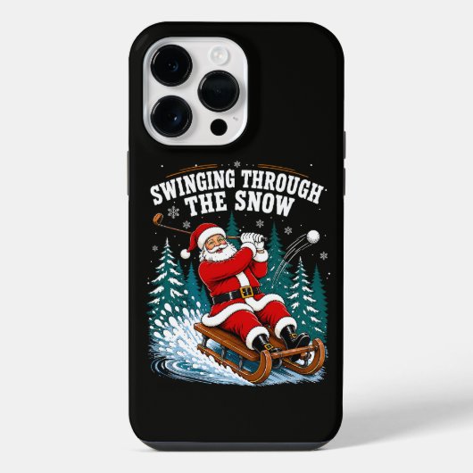 Kerstman golfen vrolijk kerstfeest golfer iPhone hoesje (Achterkant)