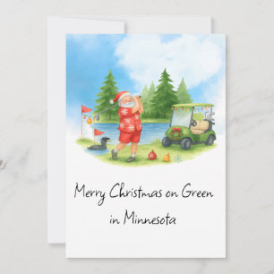 Kerstman golfend in Minnesota vakantie Feestdagenkaart