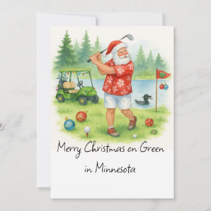 Kerstman golfend in Minnesota vakantie Feestdagenkaart