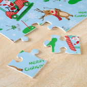 Kerstman Golfend Met Rendieren Patroon  Legpuzzel (Zijkant)