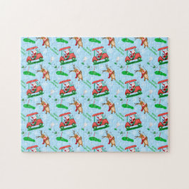 Kerstman Golfend Met Rendieren Patroon Legpuzzel