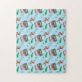 Kerstman Golfend Met Rendieren Patroon  Legpuzzel (Verticaal)