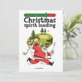 Kerstman Golfer loopt voor Merry Christmas Kaart (Staand voorkant)