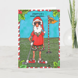 Kerstman Golfing Feestdagen Kaart
