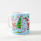 Kerstman golft bij kerstboom koffiemok (Voorkant links)