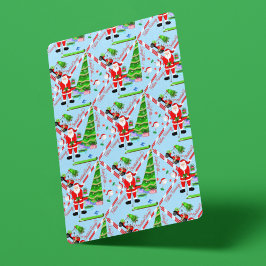 Kerstman golft bij kerstboom pokerkaarten