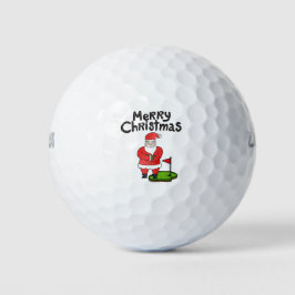 Kerstman golft bij vlag Prettig Kerstfeest  Golfballen