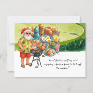 Kerstman golft & Festief Ontbijt voor Clubhuis Briefkaart