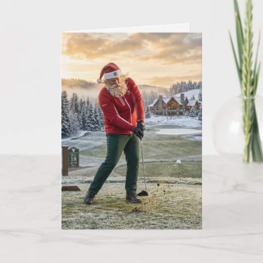 Kerstman golft Grappige Kerst Kaart (Voorkant)