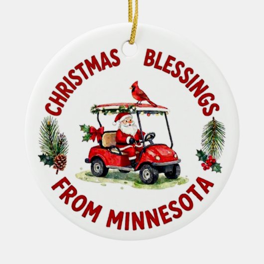 Kerstman golft in Minnesota Kerst  Keramisch Ornament (Voorkant)