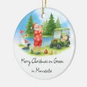 Kerstman golft in Minnesota Kerst Keramisch Ornament (Links)