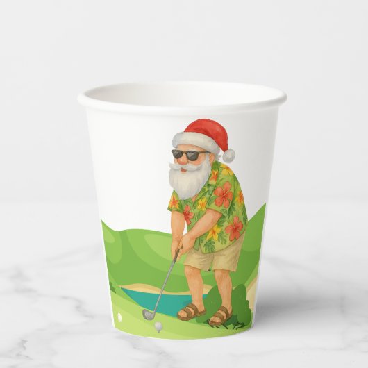 Kerstman golft kerst in juli papieren bekers (Voorkant)
