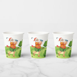 Kerstman golft kerst in juli papieren bekers