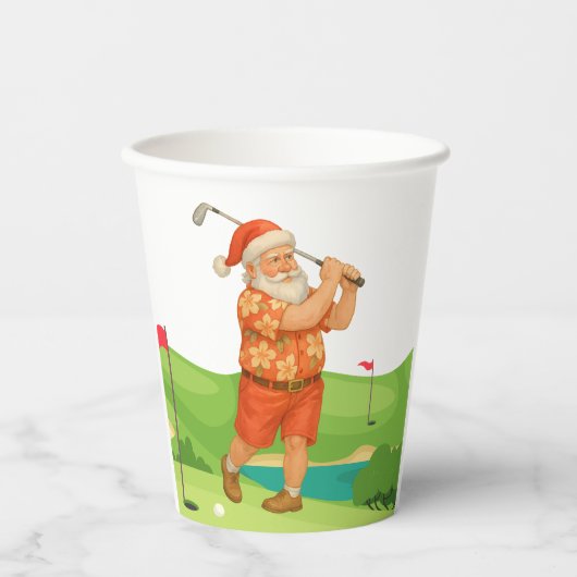 Kerstman golft kerst in juli papieren bekers (Voorkant)