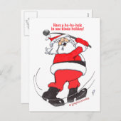 Kerstman golft kerstcadeaus. feestdagenkaart (Voorkant / Achterkant)