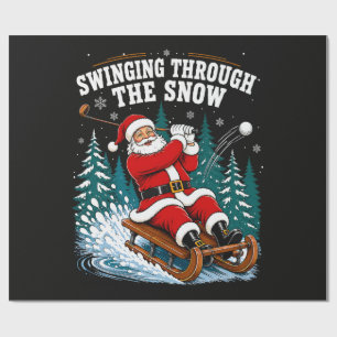 Kerstman Golft Vrolijk Kerstfeest Golfer Cadeaupapier
