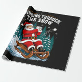 Kerstman Golft Vrolijk Kerstfeest Golfer Cadeaupapier (Uitgerold)