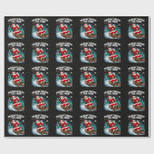 Kerstman golft vrolijk kerstfeest golfer cadeaupapier (Vlak)
