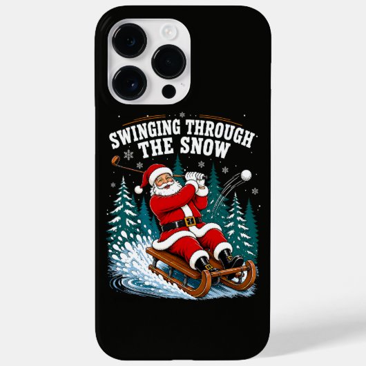 Kerstman golft vrolijk kerstfeest golfer Case-Mate iPhone case (Achterkant)