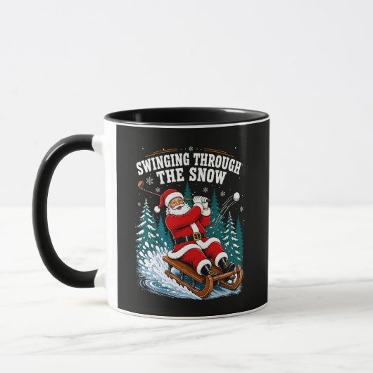 Kerstman Golft Vrolijk Kerstfeest Golfer Mok (Links)