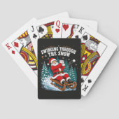 Kerstman golft vrolijk kerstfeest golfer pokerkaarten (Achterkant)