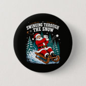 Kerstman golft vrolijk kerstfeest golfer ronde button 5,7 cm (Voorkant)