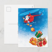 Kerstman Gooien Geschenken van Helikopter Grappig Feestdagenkaart (Voorkant / Achterkant)