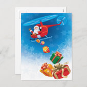 Kerstman Gooien Geschenken van Helikopter Grappig Feestdagenkaart (Voorkant / Achterkant)