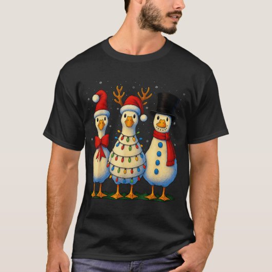 Kerstman Goose Gekke Vrolijke Gans Xmas T-shirt (Voorkant)