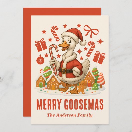 Kerstman Goose Kerstmis Feestdagenkaart (Voorkant / Achterkant)