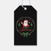 Kerstman Gouden Krans Kerstcadeautag Cadeaulabel (Achterkant)