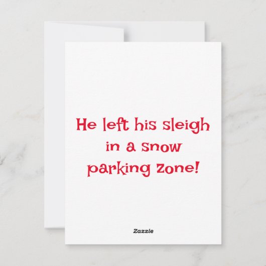 Kerstman grap sneeuw parkeerzone feestdagenkaart (Achterkant)