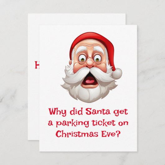 Kerstman grap sneeuw parkeerzone feestdagenkaart (Voorkant / Achterkant)