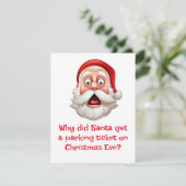 Kerstman grapjes sneeuw parkeergedeelte feestdagenkaart (Staand voorkant)