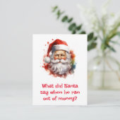 Kerstman grappen Ik ben ‘nikkel-loos’ Feestdagenkaart (Staand voorkant)