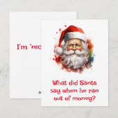 Kerstman grappen Ik ben ‘nikkel-loos’ Feestdagenkaart (Voorkant / Achterkant)