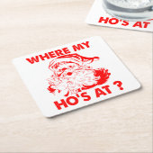  Kerstman Grappig Kerstfeest | Waar mijn ho is op  Kartonnen Onderzetters (Schuin)