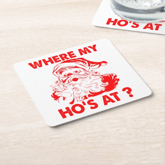  Kerstman Grappig Kerstfeest | Waar mijn ho is op  Kartonnen Onderzetters (Schuin)