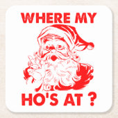  Kerstman Grappig Kerstfeest | Waar mijn ho is op  Kartonnen Onderzetters (Voorkant)
