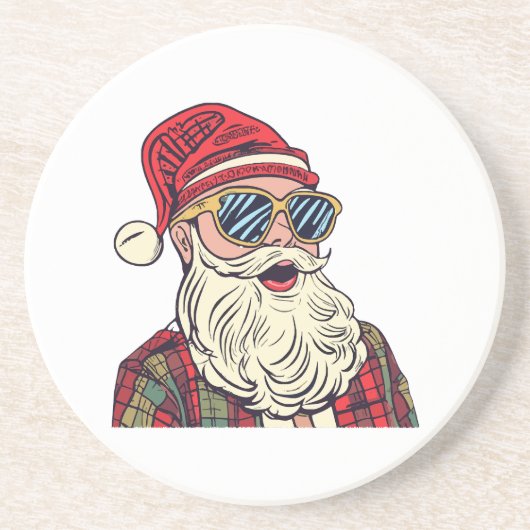 Kerstman - Grappig Zandsteen Onderzetter (Voorkant)