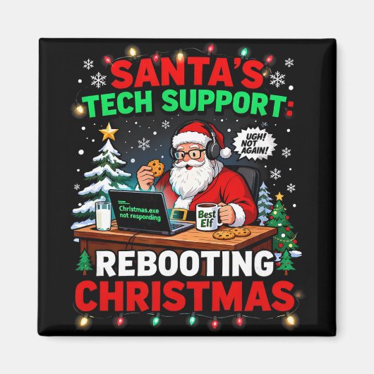 Kerstman grappige technische ondersteuning herstar magneet (Voorkant)