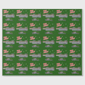 Kerstman Grijze Vrachtwagen en Paard Trailer Kerst Cadeaupapier (Vlak)