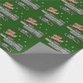 Kerstman Grijze Vrachtwagen en Paard Trailer Kerst Cadeaupapier (Hoek)