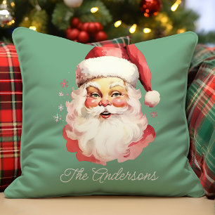 Kerstman Groene Kerst Familie Design Vintage Kussen