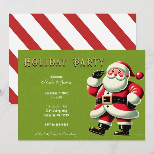 Kerstman groene Kerstvakantie Feest Kaart (Voorkant / Achterkant)