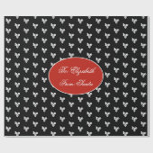 Kerstman Groet Ho Ho Ho Zwart en Wit Cadeaupapier (Vlak)