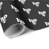 Kerstman Groet Ho Ho Ho Zwart en Wit Cadeaupapier (Rol Hoek)