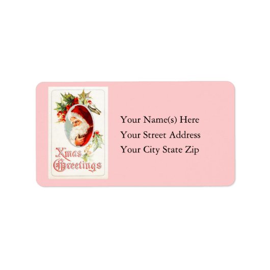  kerstman groeten adreslabel etiket (Voorkant)