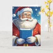 Kerstman Grote Boek Kerstmis Kaart (Gele Bloem)