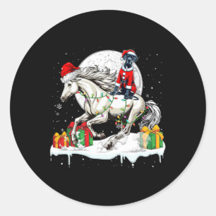Kerstman Grote Deen Rijden Paard Kerstman Eigenaar Ronde Sticker